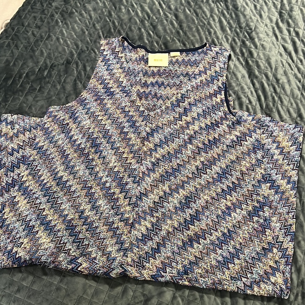 Anthropologie Maeve Boho Chic Blue Knit Multi-Color Sweater Dress - Picture 9 of 9